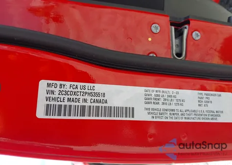 2023 Dodge Charger R/T from USA, damaged, VIN 2C3CDXCT2PH535518